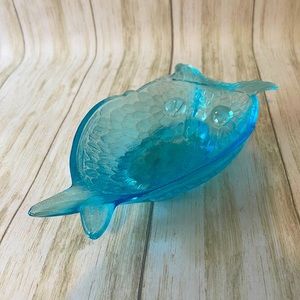 1880’s EAPG Central Glass Company Pickle Dish Frosted Blue Owl